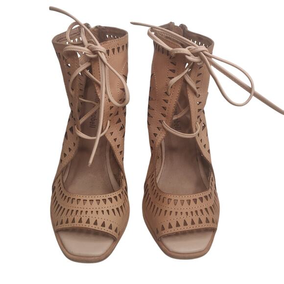 Tan Vintage Y2K peep toe Jeffrey Cambell wedge sz 6 - Picture 2 of 7